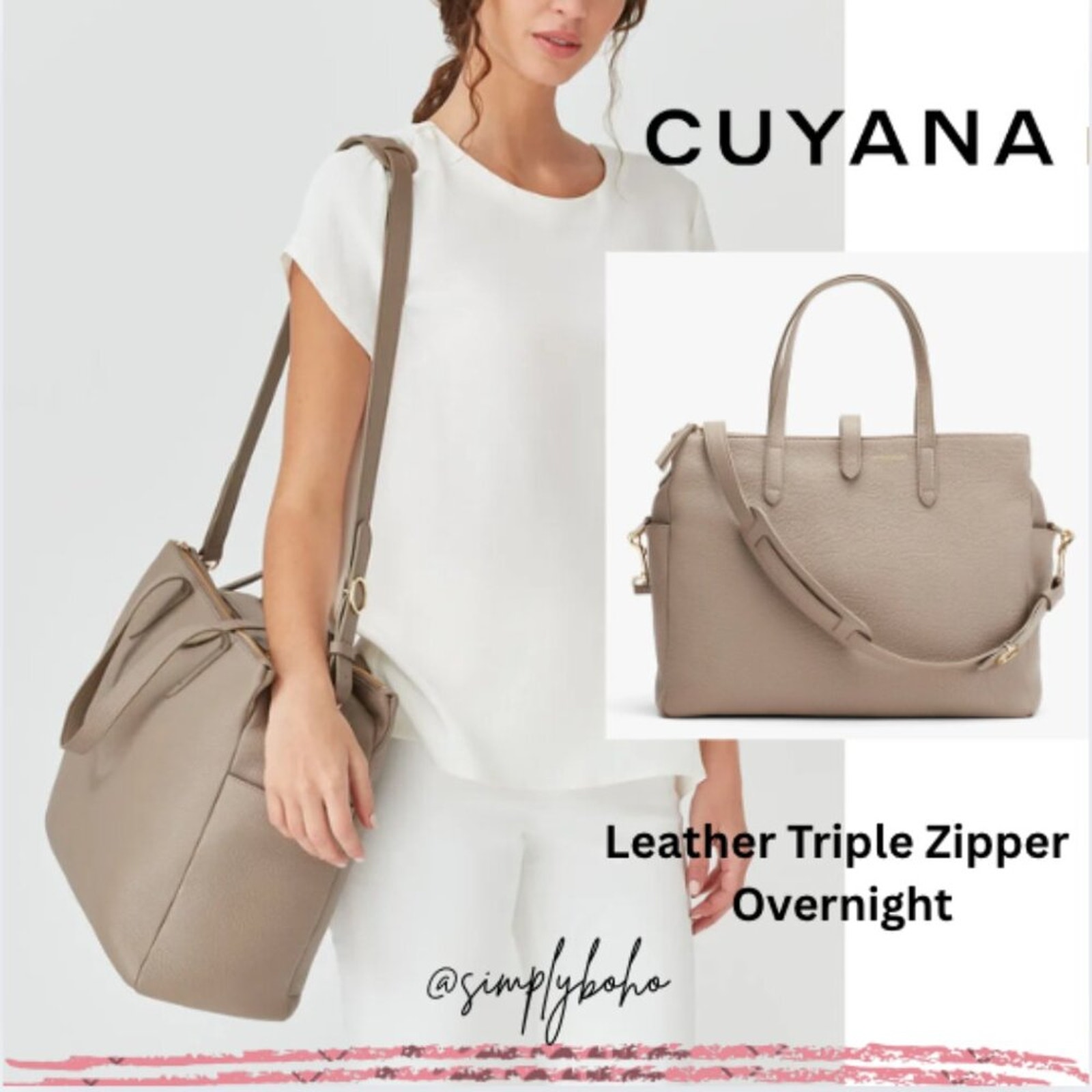 Cuyana Leather Triple Zipper Overnight Bag